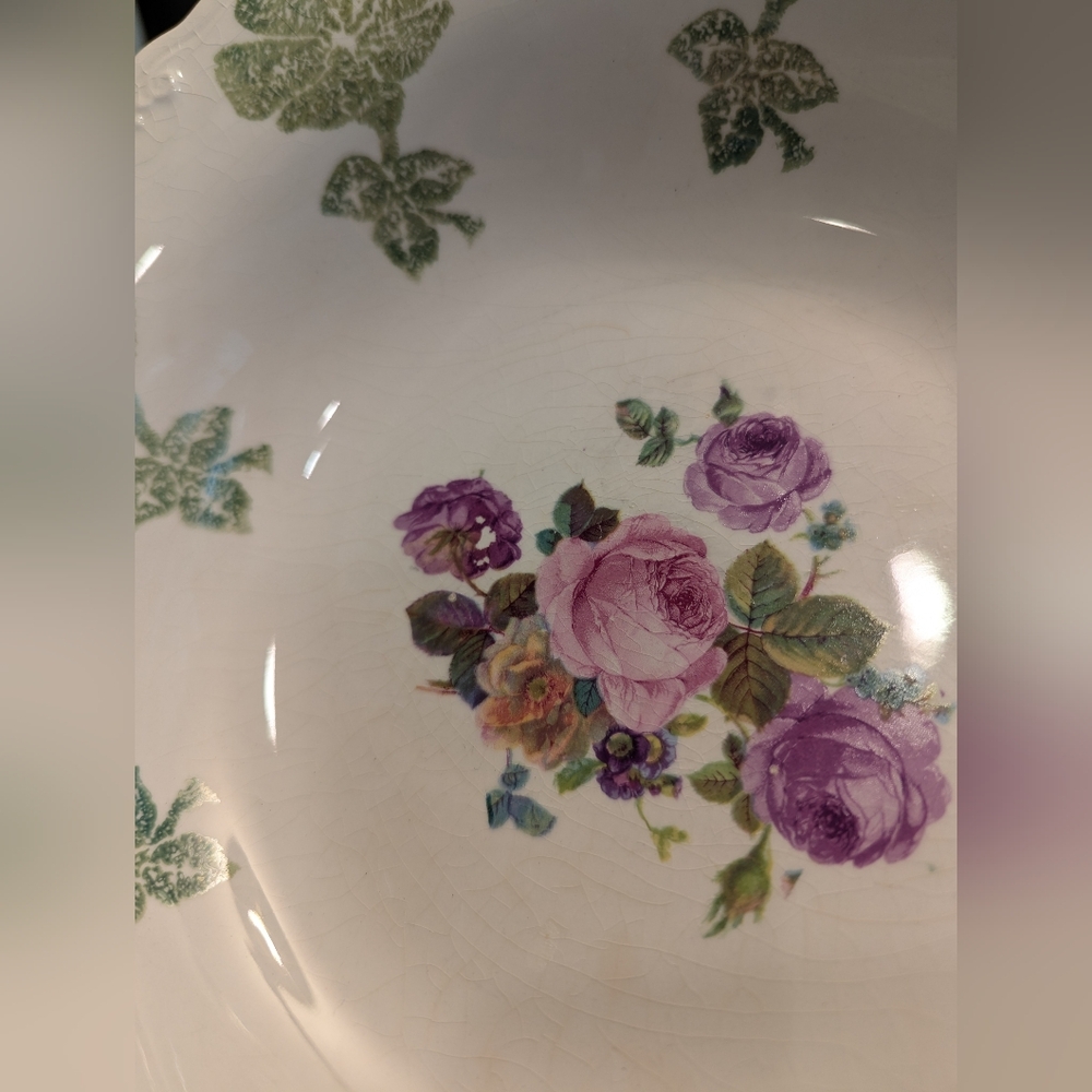 Gorgeous Vintage C.P. Company Rose Painted Bowl 9.25" - Picture 3 of 5